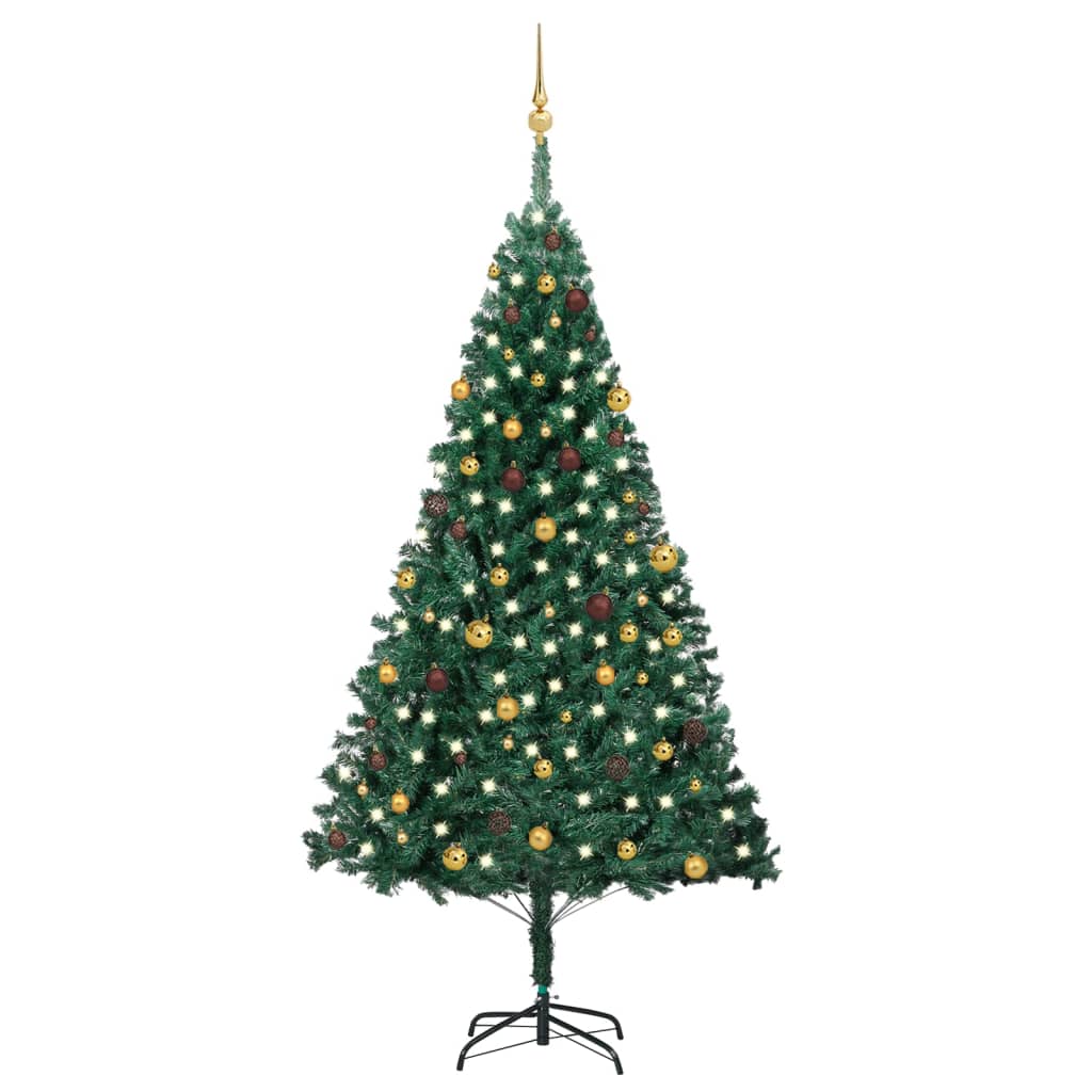 Artificial Pre-lit Christmas Tree with Ball Set Green 240 cm