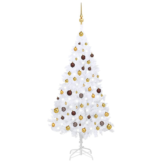 Artificial Pre-lit Christmas Tree with Ball Set White 150 cm PVC