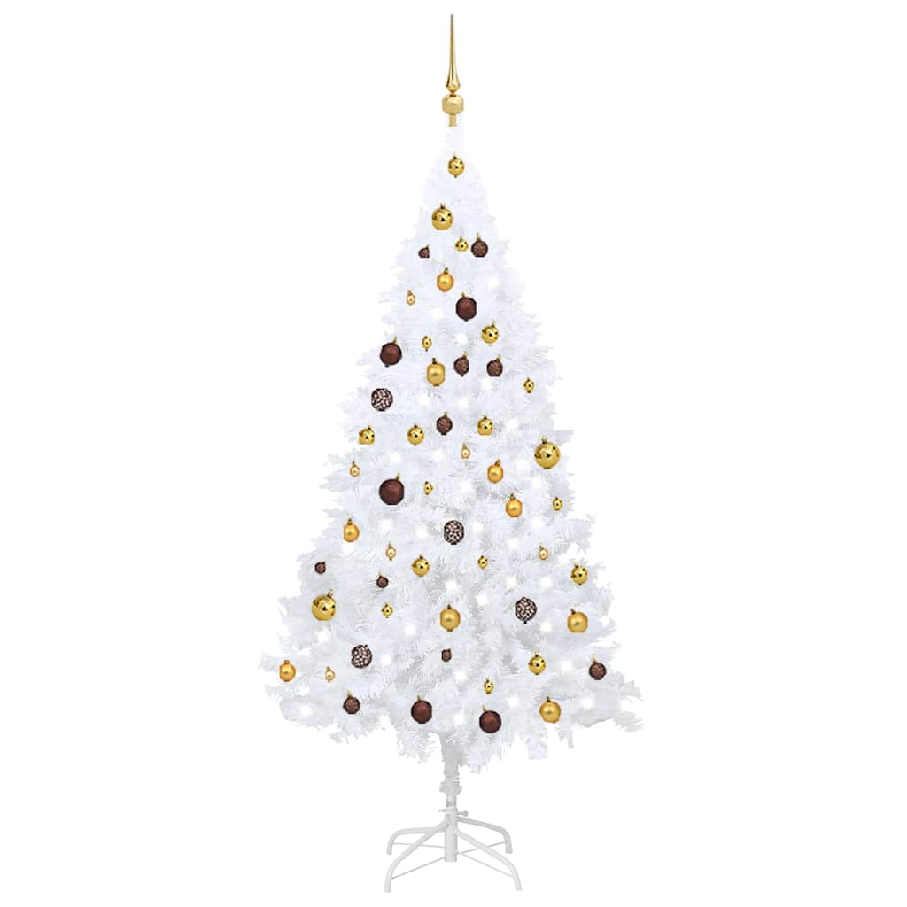 Artificial Pre-lit Christmas Tree with Ball Set White 180 cm PVC