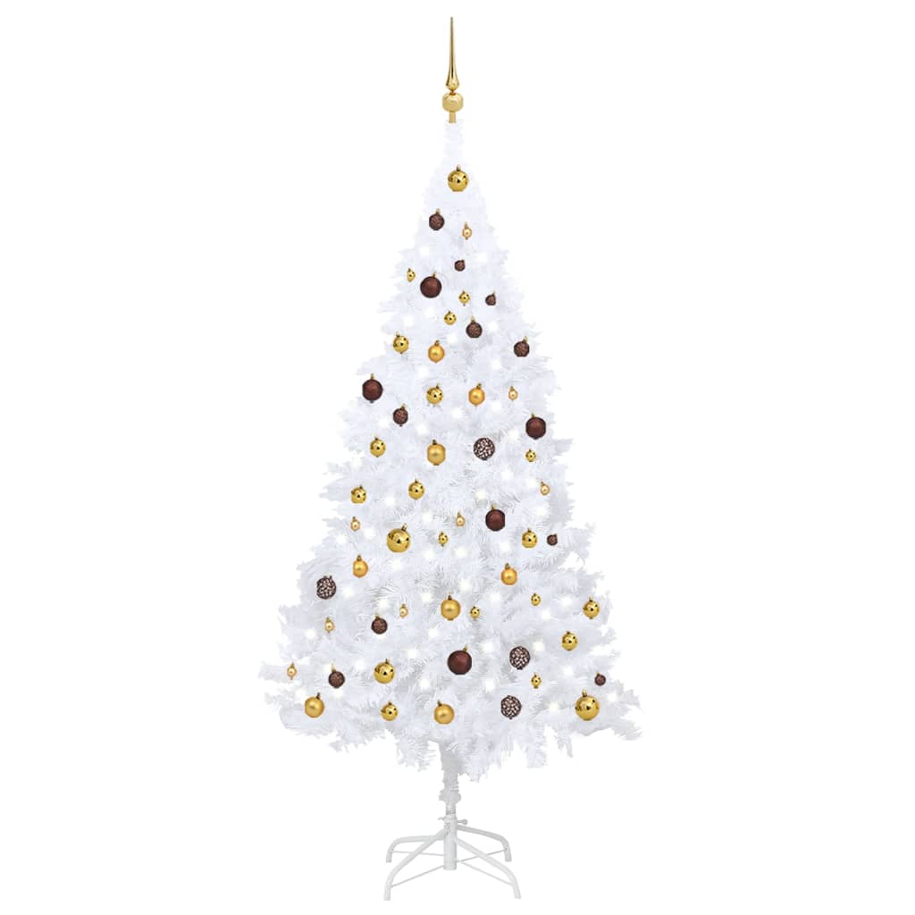 Artificial Pre-lit Christmas Tree with Ball Set White 210 cm PVC