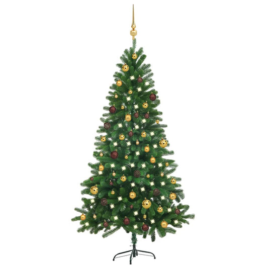 Artificial Pre-lit Christmas Tree with Ball Set 180 cm Green