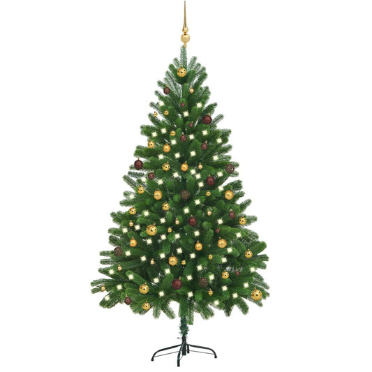 Artificial Pre-lit Christmas Tree with Ball Set 210 cm Green