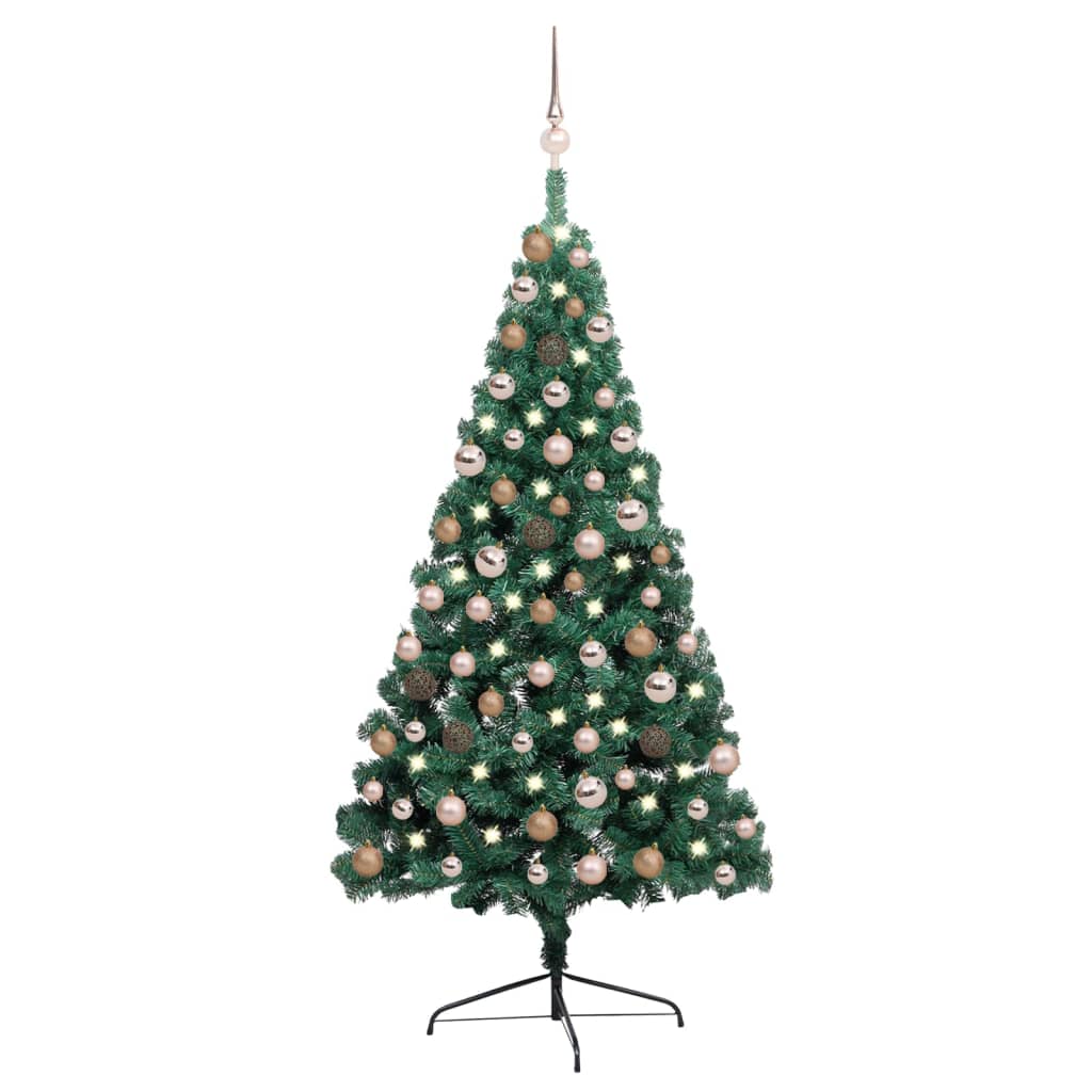 Artificial Half Pre-lit Christmas Tree with Ball Set Green 150 cm