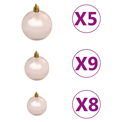 Artificial Half Pre-lit Christmas Tree with Ball Set White 120 cm