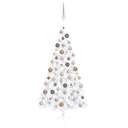 Artificial Half Pre-lit Christmas Tree with Ball Set White 150 cm