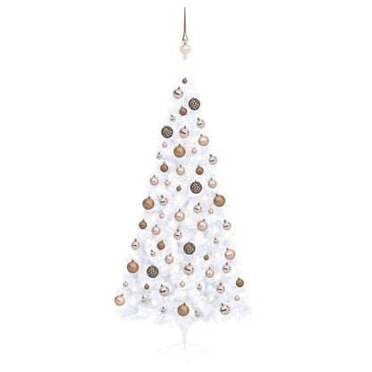 Artificial Half Pre-lit Christmas Tree with Ball Set White 180 cm