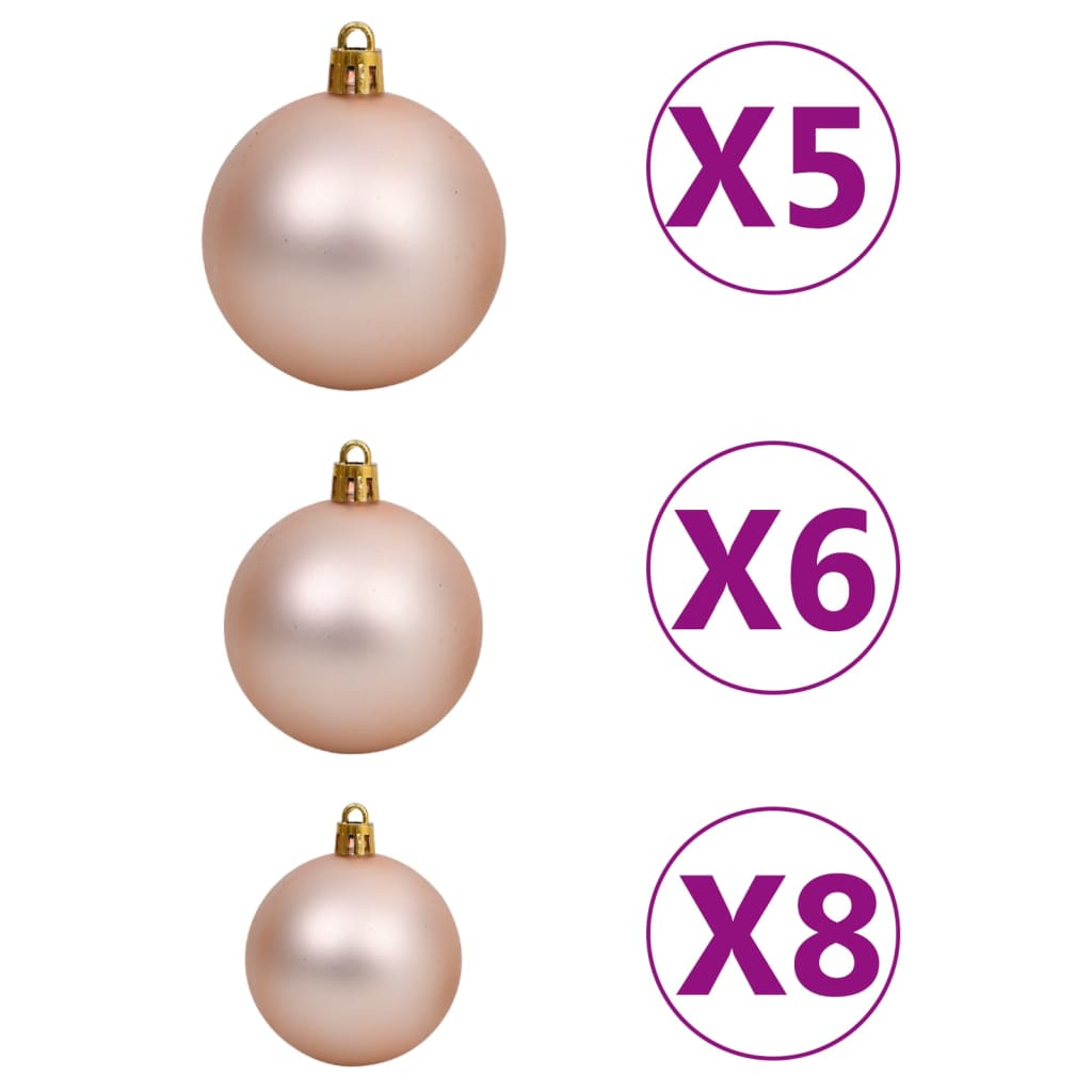 Artificial Half Pre-lit Christmas Tree with Ball Set White 210 cm