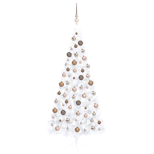 Artificial Half Pre-lit Christmas Tree with Ball Set White 240 cm