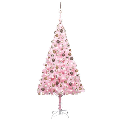 Artificial Pre-lit Christmas Tree with Ball Set Pink 210 cm PVC