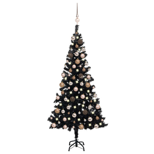 Artificial Pre-lit Christmas Tree with Ball Set Black 120 cm PVC