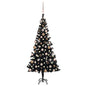 Artificial Pre-lit Christmas Tree with Ball Set Black 150 cm PVC