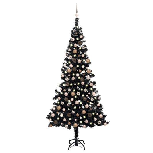 Artificial Pre-lit Christmas Tree with Ball Set Black 240 cm PVC