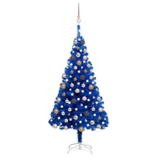 Artificial Pre-lit Christmas Tree with Ball Set Blue 120 cm PVC