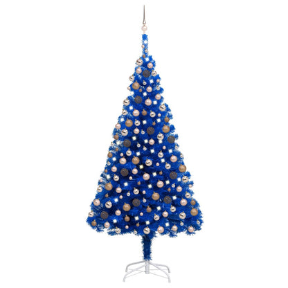 Artificial Pre-lit Christmas Tree with Ball Set Blue 210 cm PVC