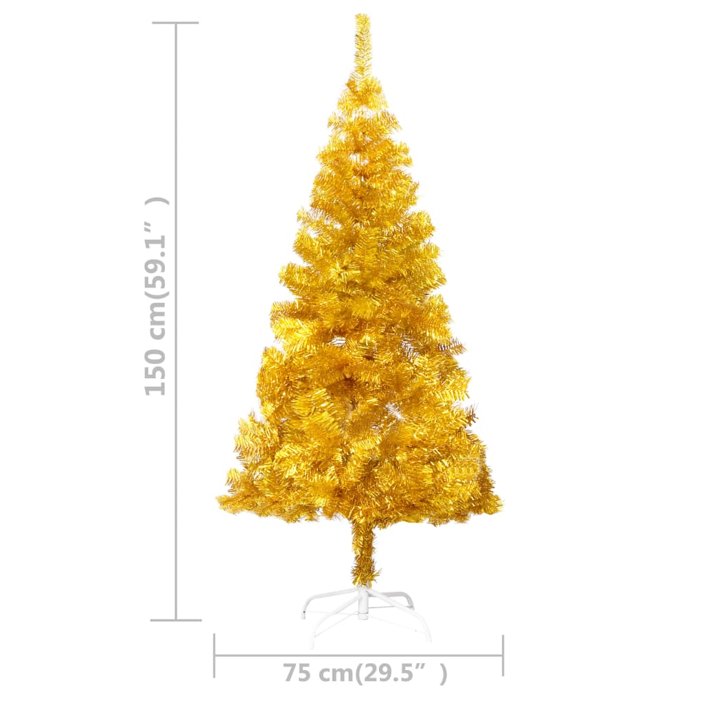 Artificial Pre-lit Christmas Tree with Ball Set Gold 150 cm PET