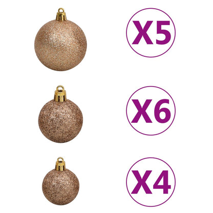 Artificial Pre-lit Christmas Tree with Ball Set Gold 150 cm PET