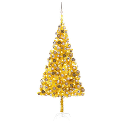 Artificial Pre-lit Christmas Tree with Ball Set Gold 210 cm PET