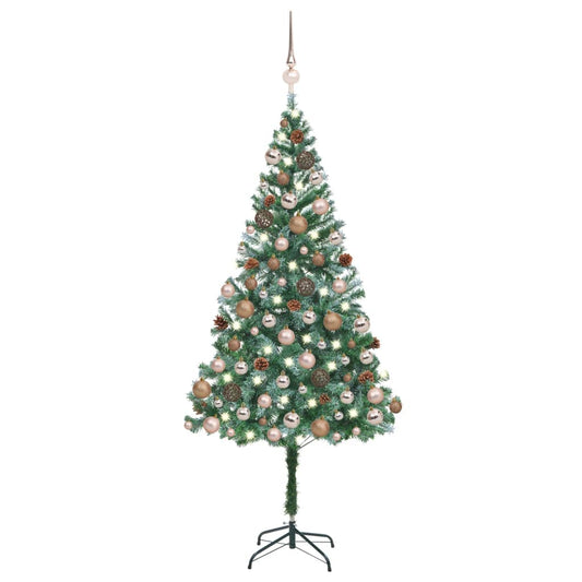 Artificial Pre-lit Christmas Tree with Ball Set Pinecones 180 cm