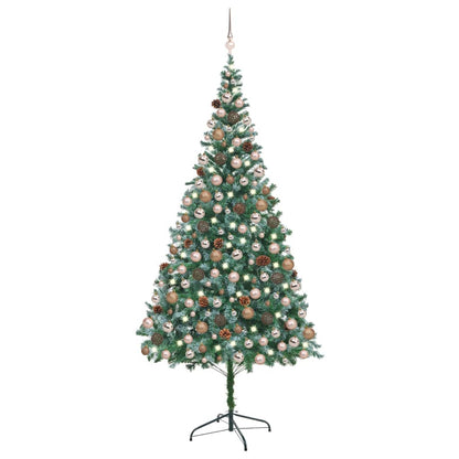 Artificial Pre-lit Christmas Tree with Ball Set Pinecones 210 cm