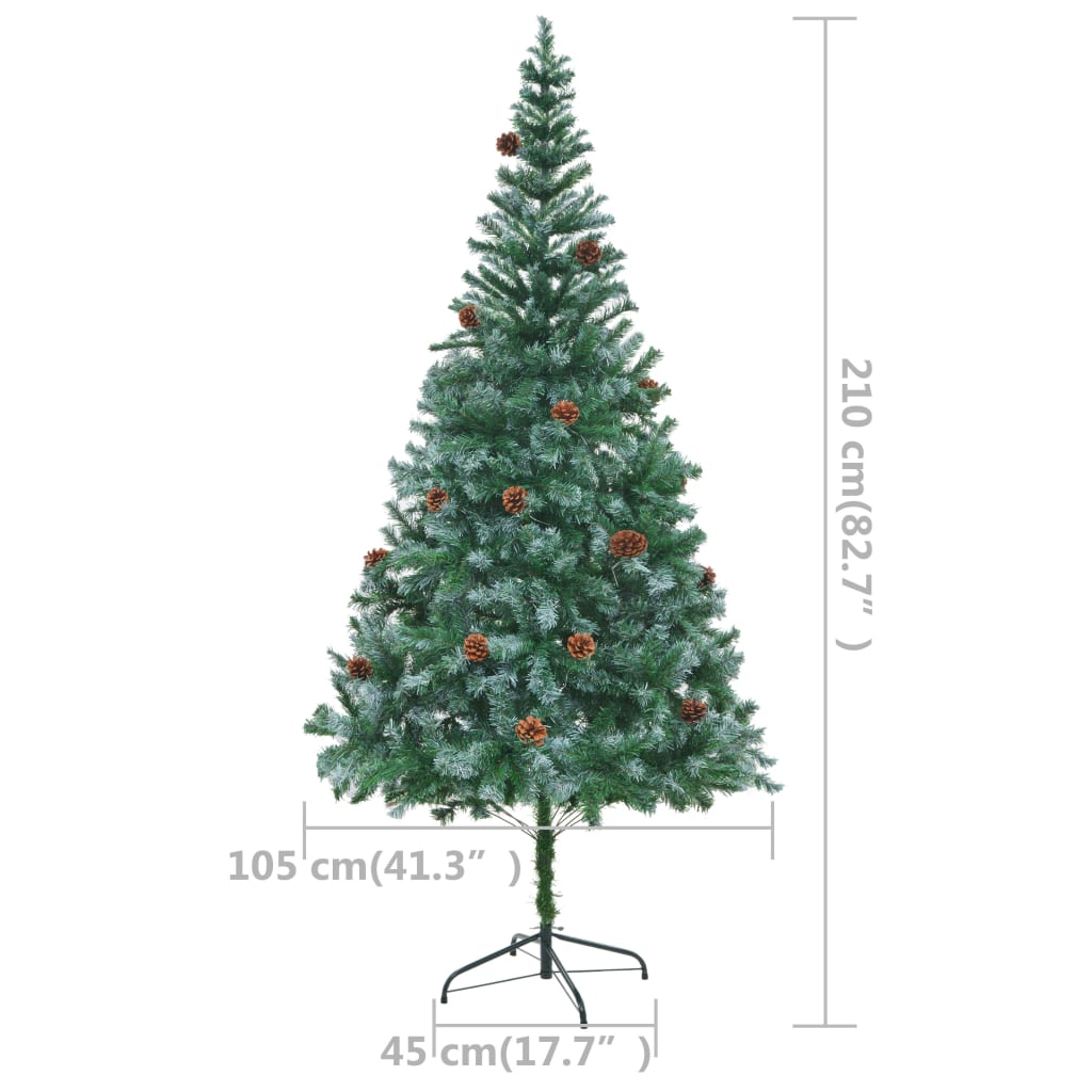 Artificial Pre-lit Christmas Tree with Ball Set Pinecones 210 cm