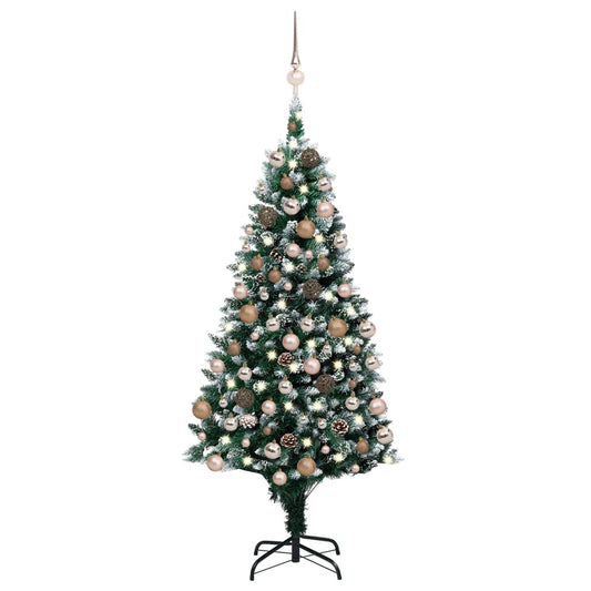 Artificial Pre-lit Christmas Tree with Ball Set&Pine Cones 180 cm