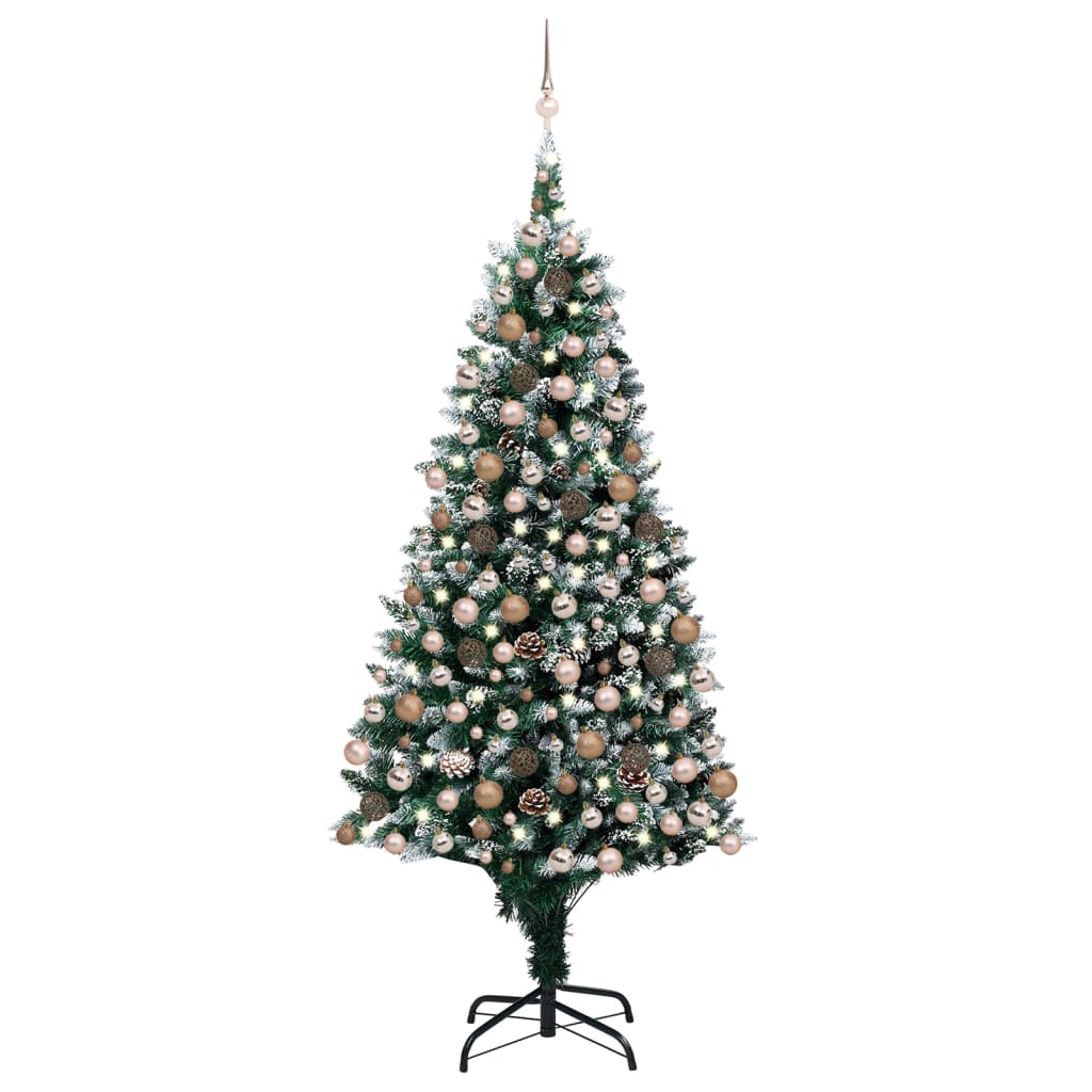 Artificial Pre-lit Christmas Tree with Ball Set&Pine Cones 210 cm