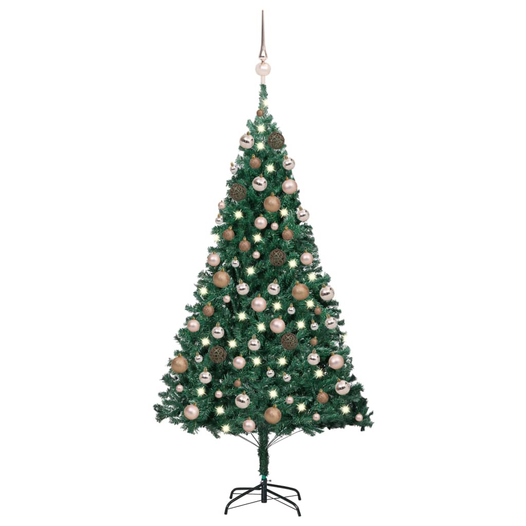 Artificial Pre-lit Christmas Tree with Ball Set Green 120 cm PVC