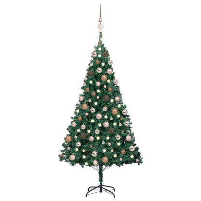 Artificial Pre-lit Christmas Tree with Ball Set Green 150 cm PVC