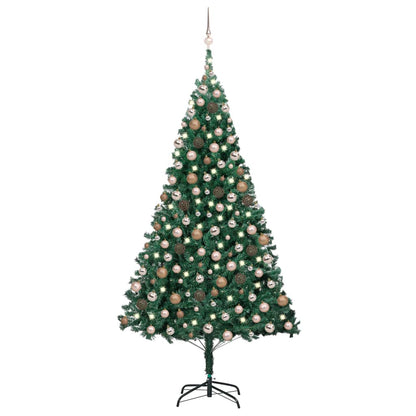 Artificial Pre-lit Christmas Tree with Ball Set Green 210 cm PVC