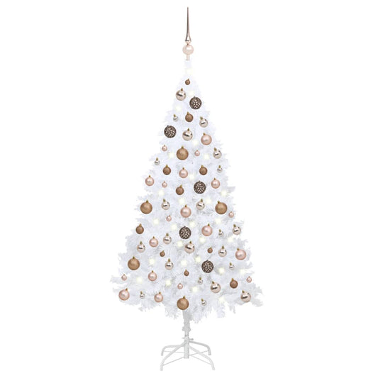 Artificial Pre-lit Christmas Tree with Ball Set White 180 cm PVC