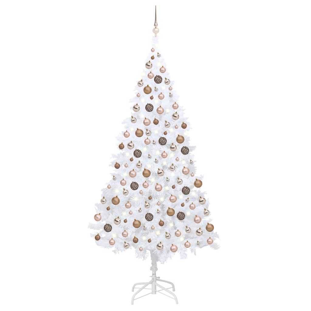 Artificial Pre-lit Christmas Tree with Ball Set White 210 cm PVC