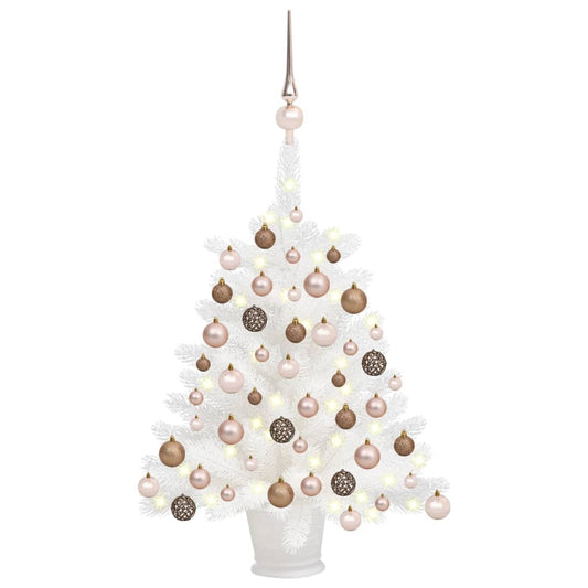 Artificial Pre-lit Christmas Tree with Ball Set White 65 cm