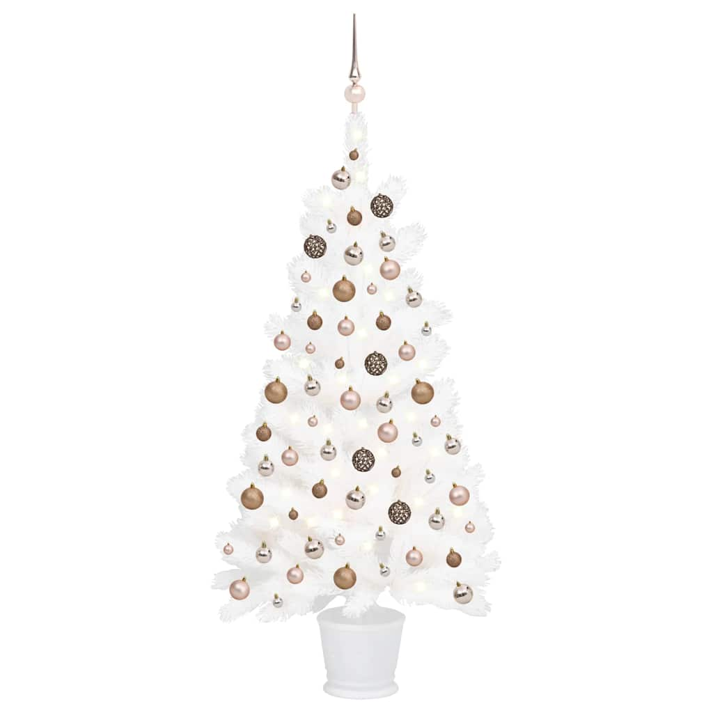 Artificial Pre-lit Christmas Tree with Ball Set White 90 cm