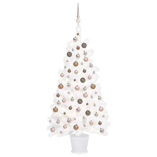 Artificial Pre-lit Christmas Tree with Ball Set White 90 cm