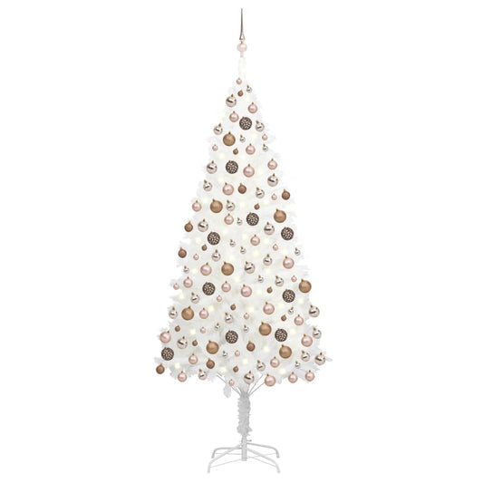 Artificial Pre-lit Christmas Tree with Ball Set White 210 cm