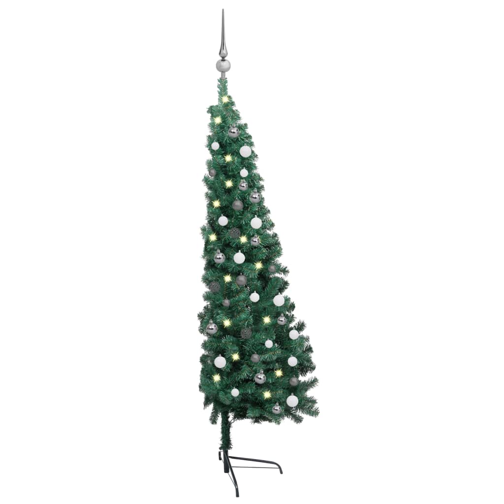 Artificial Half Pre-lit Christmas Tree with Ball Set Green 180 cm