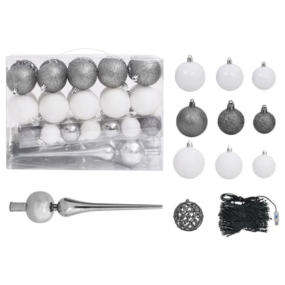 Artificial Half Pre-lit Christmas Tree with Ball Set White 120 cm