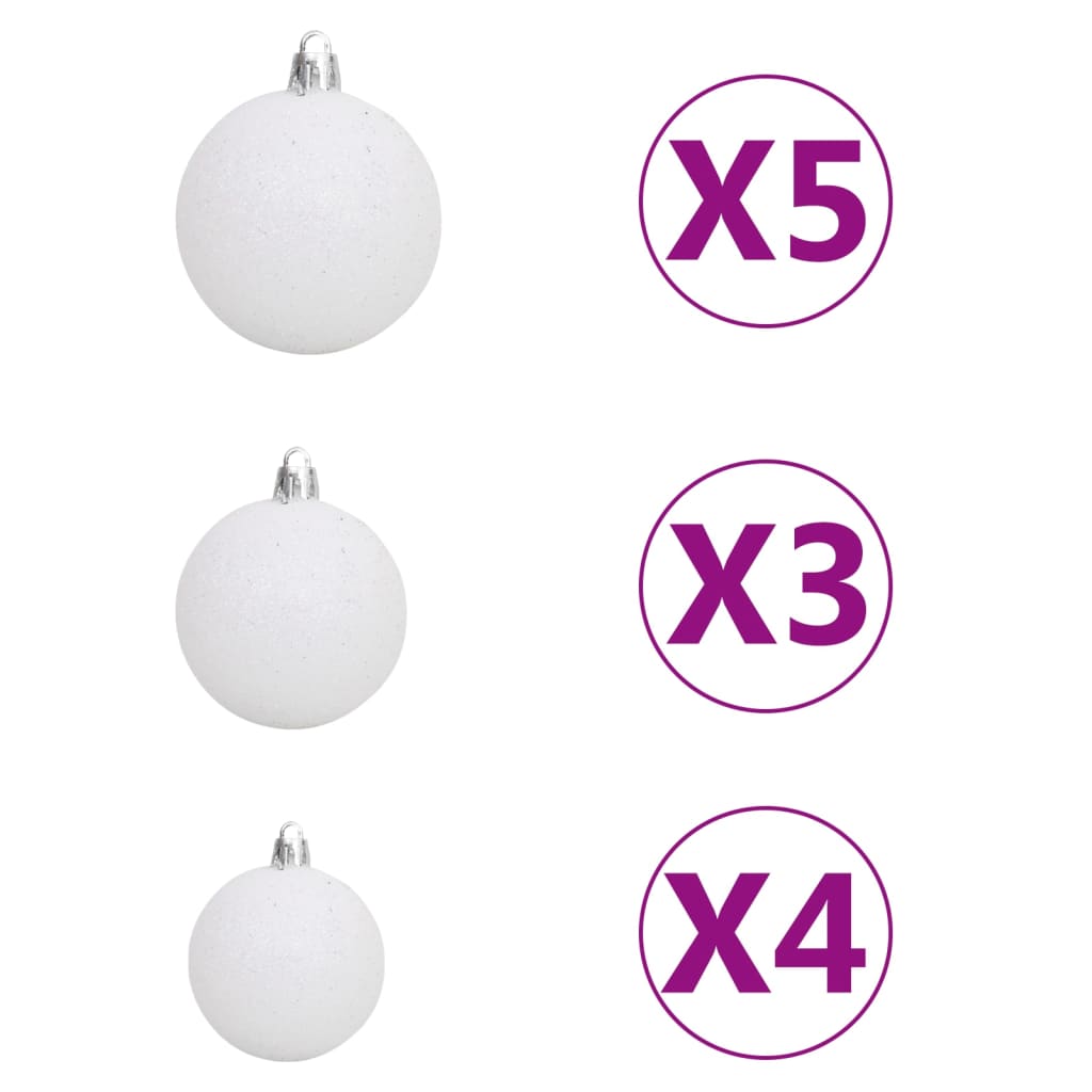 Artificial Half Pre-lit Christmas Tree with Ball Set White 120 cm