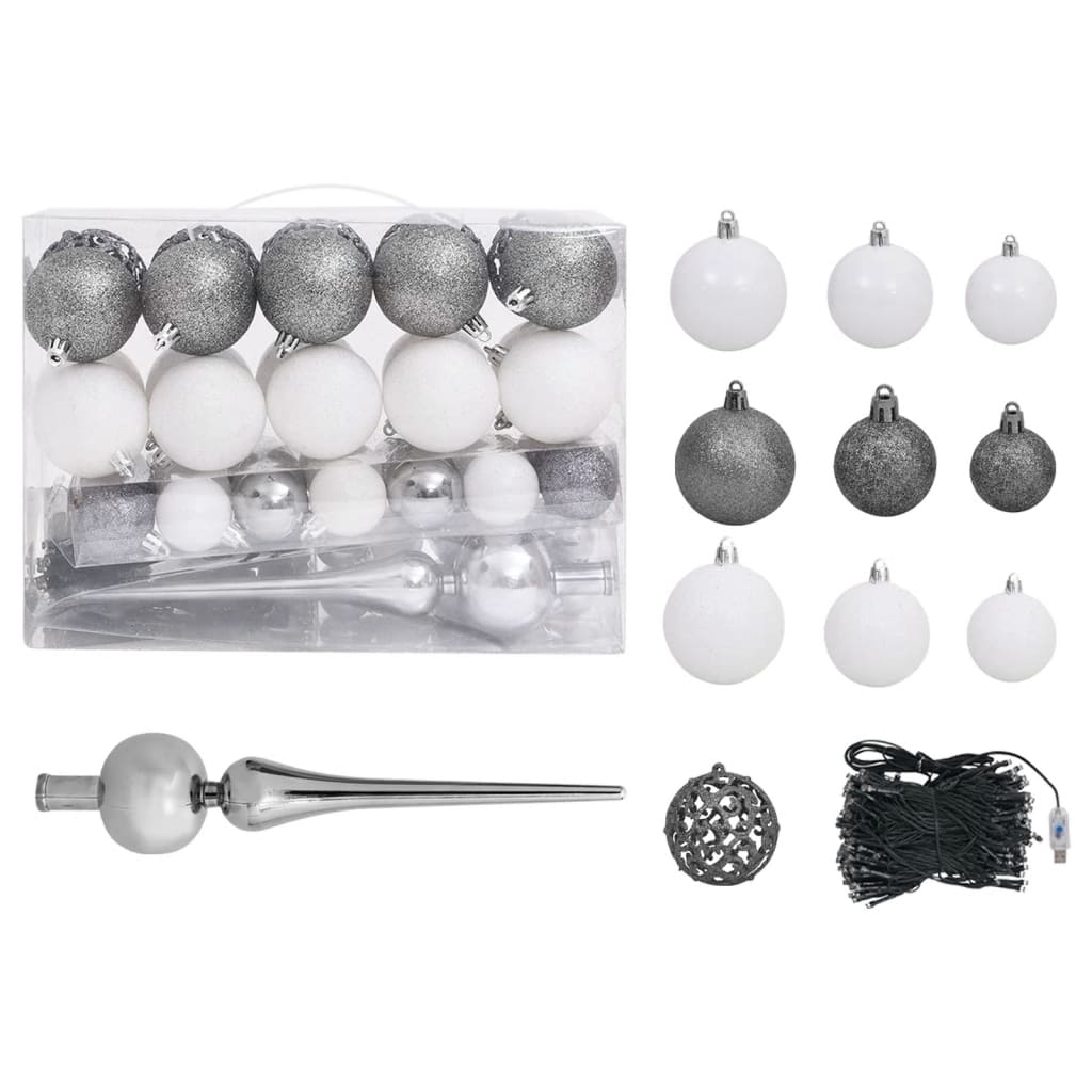 Artificial Half Pre-lit Christmas Tree with Ball Set White 150 cm