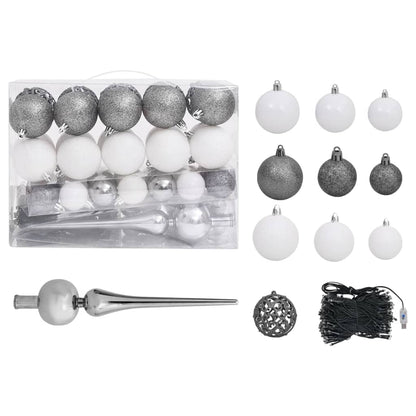 Artificial Half Pre-lit Christmas Tree with Ball Set White 180 cm