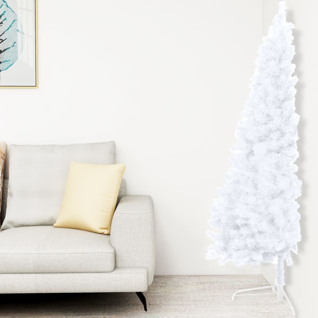 Artificial Half Pre-lit Christmas Tree with Ball Set White 210 cm