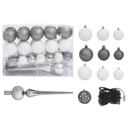 Artificial Pre-lit Christmas Tree with Ball Set Black 120 cm PVC