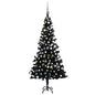 Artificial Pre-lit Christmas Tree with Ball Set Black 150 cm PVC