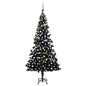 Artificial Pre-lit Christmas Tree with Ball Set Black 210 cm PVC