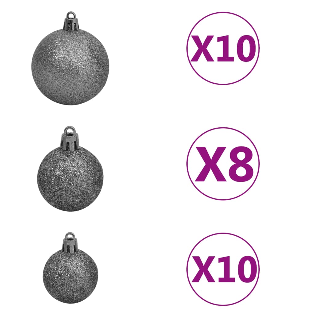 Artificial Pre-lit Christmas Tree with Ball Set Black 210 cm PVC