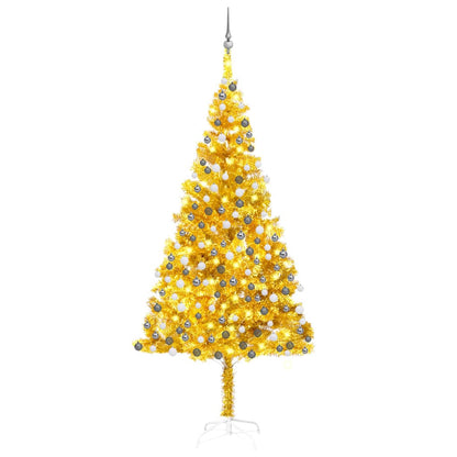 Artificial Pre-lit Christmas Tree with Ball Set Gold 240 cm PET