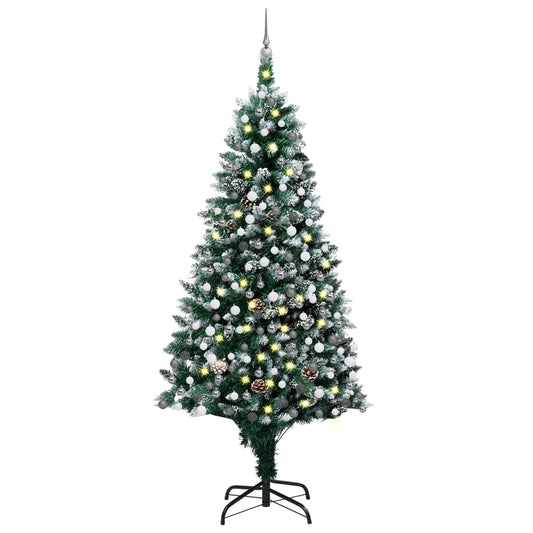 Artificial Pre-lit Christmas Tree with Ball Set&Pine Cones 240 cm