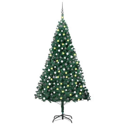 Artificial Pre-lit Christmas Tree with Ball Set Green 210 cm PVC