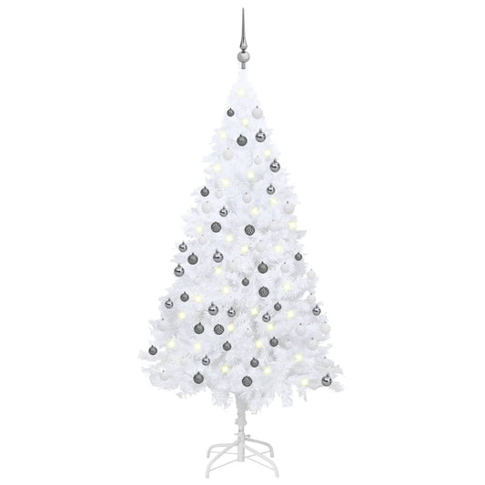 Artificial Pre-lit Christmas Tree with Ball Set White 180 cm PVC