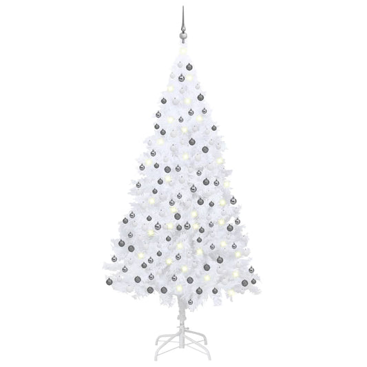 Artificial Pre-lit Christmas Tree with Ball Set White 210 cm PVC